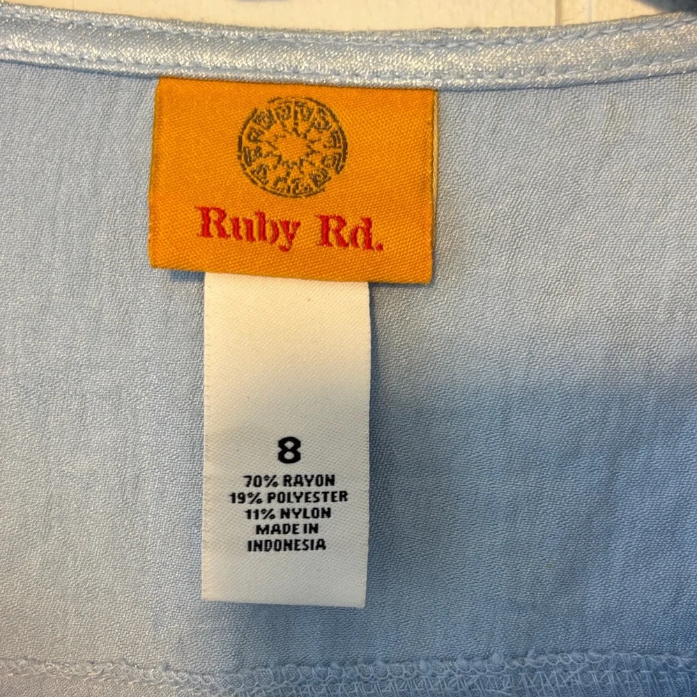 Ruby Rd. Light Blue Shimmer Button-Front Jacket - Picture 2 of 5